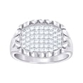 thumbnail image 1 of 925 Sterling Silver Mens Cubic Zirconia Oval Head Fashion Ring 16.6x16.6mm Wide Size 13 Ring for Men, 1 of 2