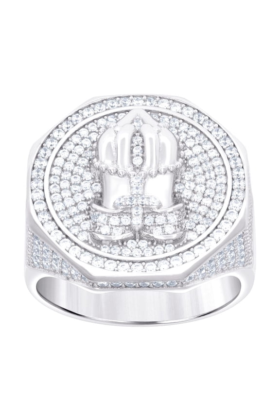 925 Sterling Silver Mens Cubic Zirconia Praying Hands Symbol Religious Ring 22.7x6mm Wide Size 11 Ring for Men