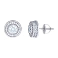 thumbnail image 1 of 925 Sterling Silver Mens Cubic Zirconia Round Fashion Stud Earrings 10.4x10.4mm Wide Earring for Men, 1 of 2