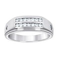 thumbnail image 1 of 925 Sterling Silver Mens Cubic Zirconia Two-rows Wedding Engagement Anniversary Band Ring 4.3mm Wide Size 10 Wedding Ban, 1 of 2