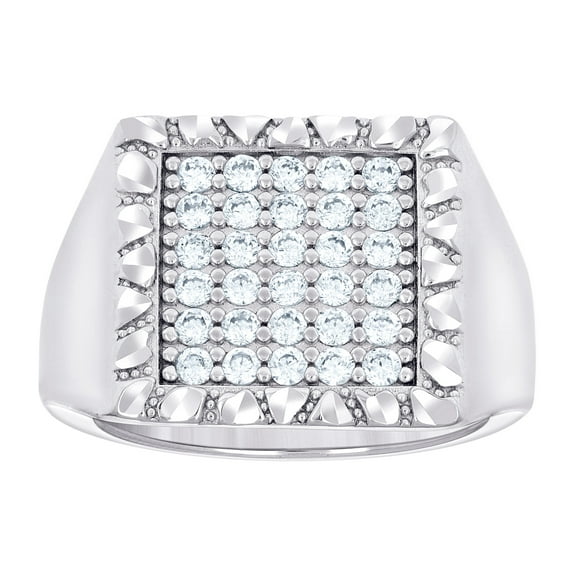925 Sterling Silver Mens Cubic Zirconia Square Head Fashion Ring 17.3x17.3mm Wide Size 11 Ring for Men