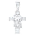 thumbnail image 1 of 925 Sterling Silver Mens Cz Jesus Cross Religious Charm Pendant Pendant Necklace for Men, 1 of 2