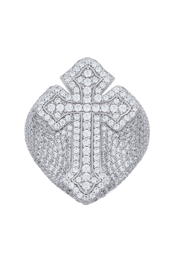 925 Sterling Silver Mens Cubic-Zirconia Cross Religious Ring Size 11