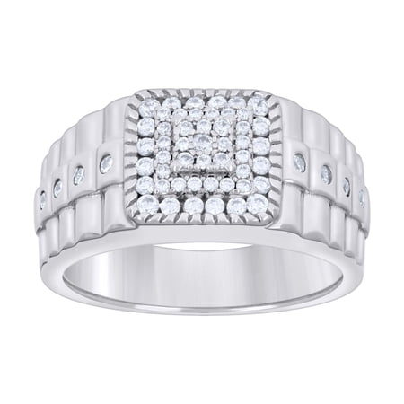 925 Sterling Silver Mens Cubic-Zirconia Fashion Ring Size 9