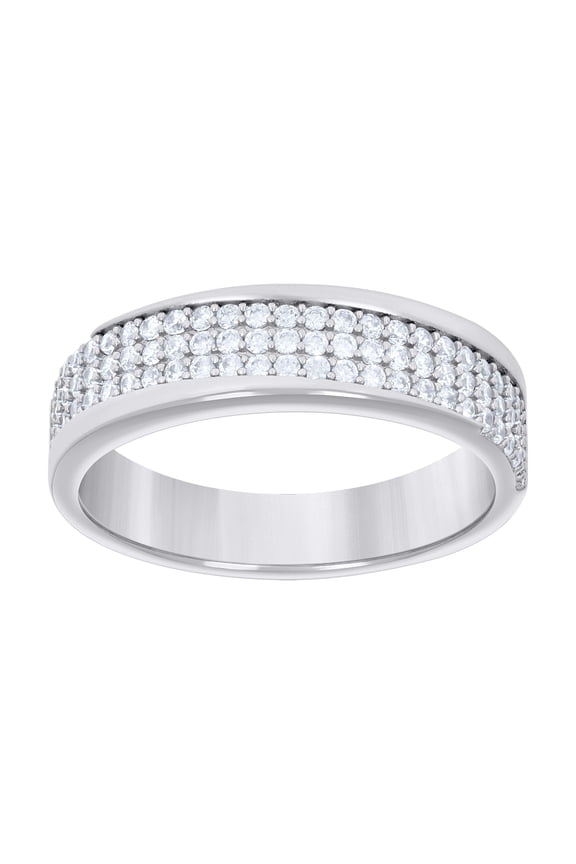 925 Sterling Silver Mens Cubic-Zirconia Fashion Wedding Band Ring Size 6