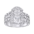 thumbnail image 1 of 925 Sterling Silver Mens Cubic-Zirconia Nugget Jesus Religious Ring Size 9, 1 of 1