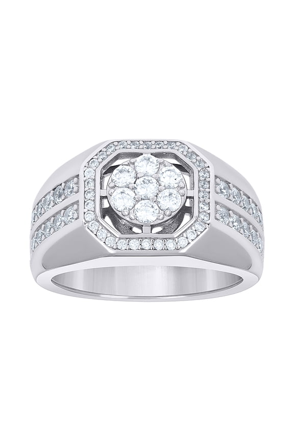 925 Sterling Silver Mens Cubic-Zirconia Octagon Head Fashion Ring Size 12