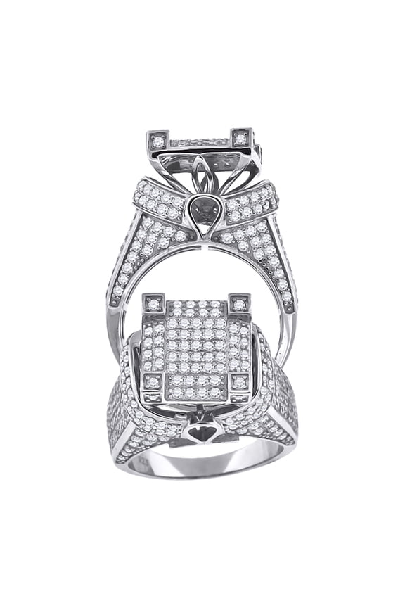 925 Sterling Silver Mens Cubic-Zirconia Square Head Fashion Ring Size 9