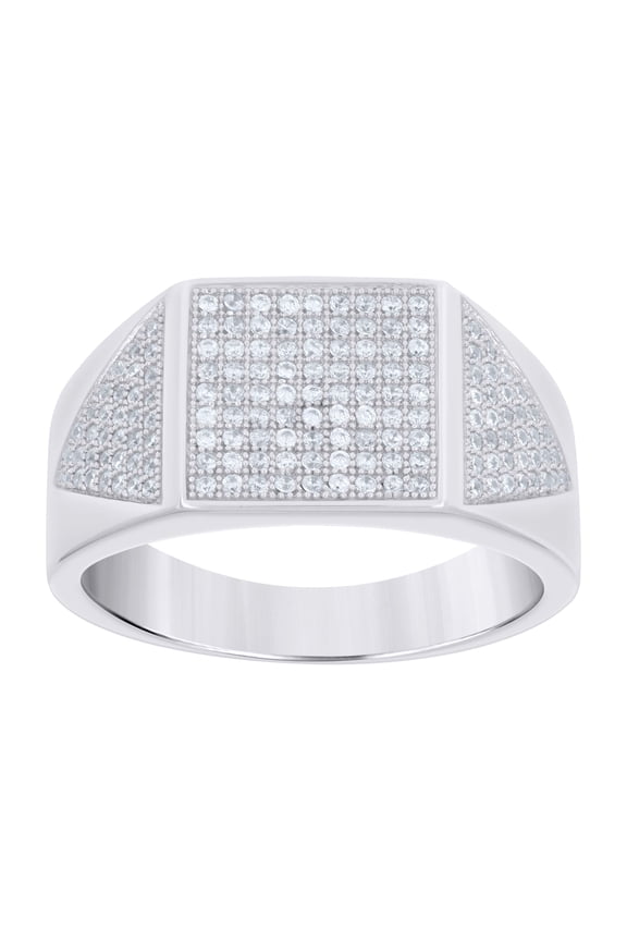 925 Sterling Silver Mens Cubic-Zirconia Square Head Fashion Ring Size 9