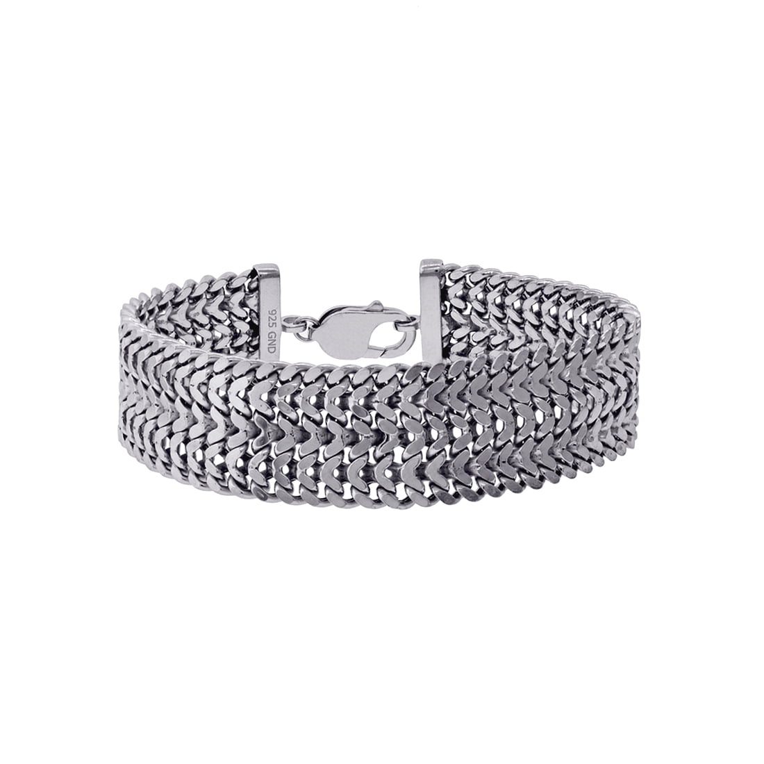 925 Sterling Silver Mens Double-row Franco Bracelet Link Bracelet for Men
