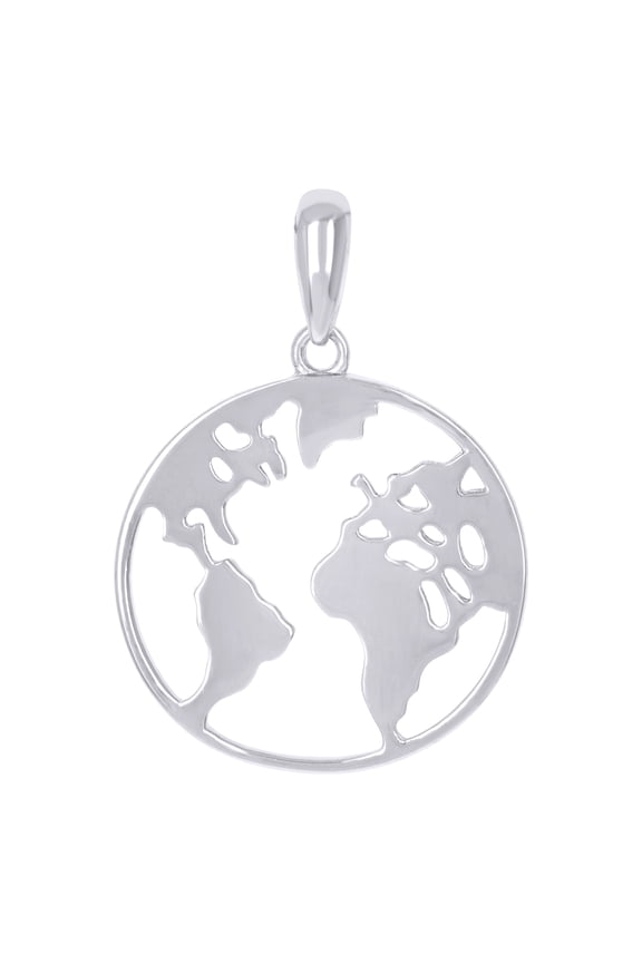 925 Sterling Silver Mens Globe Charm Pendant for Men