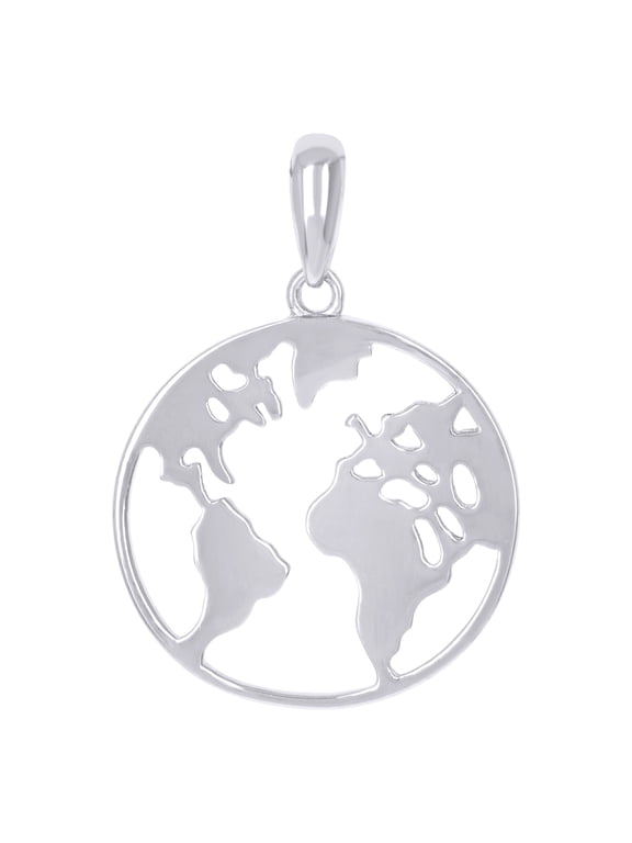 925 Sterling Silver Mens Globe Charm Pendant for Men