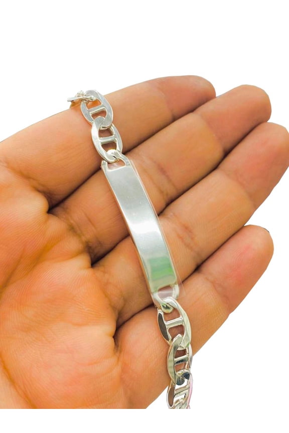 925 Sterling Silver Mens ID Bracelet Mariner Anchor Link Chain 8.25" 18g