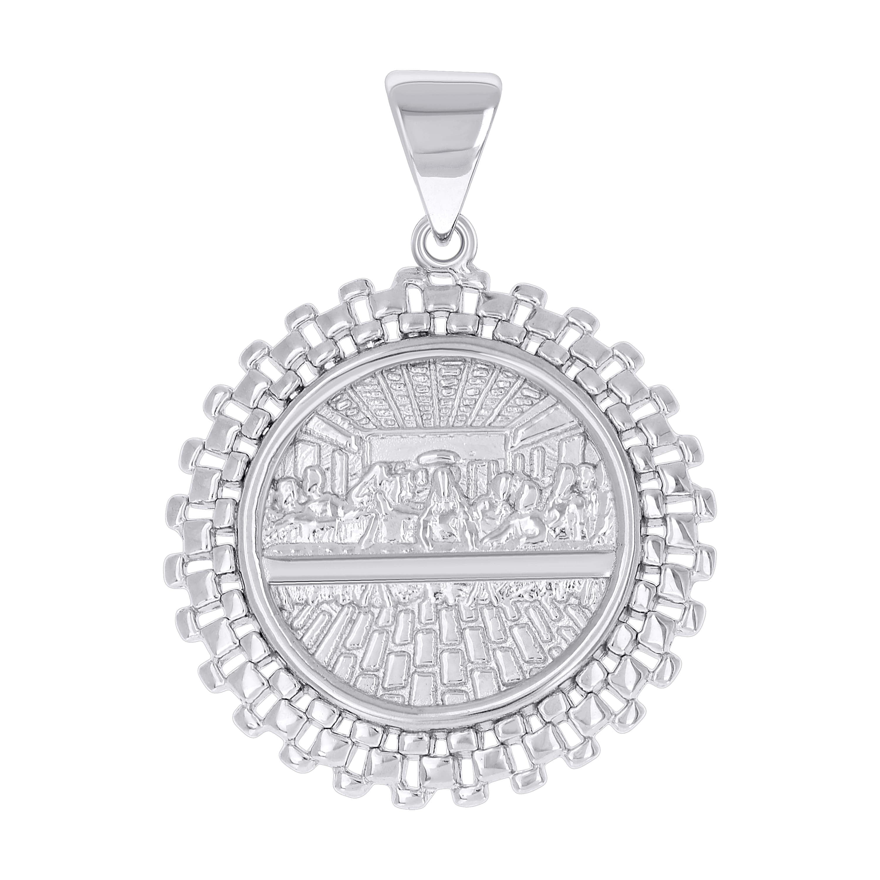 925 Sterling Silver Mens Last Supper Religious Pendant - Walmart.com