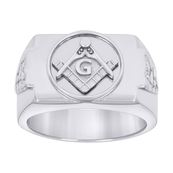 925 Sterling Silver Mens Masonic Symbol Fashion Ring Size 11