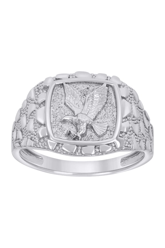 925 Sterling Silver Mens Nugget Eagle Bird Patriotism Symbol Ring Size 11