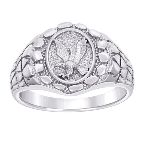 925 Sterling Silver Mens Nugget Eagle Bird Wildlife Ring 14.4x14.4mm Wide Size 9 Ring for Men