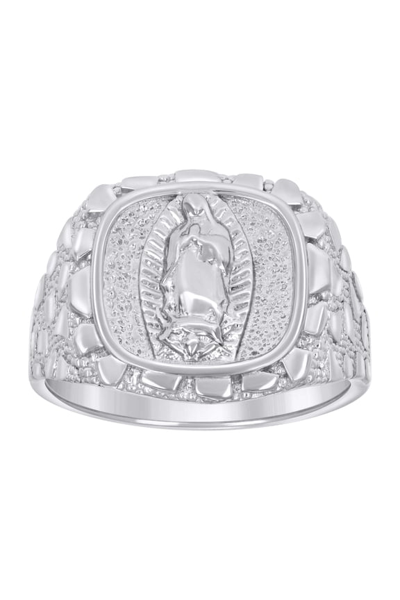 925 Sterling Silver Mens Nugget Guadalupe Religious Ring Size 11