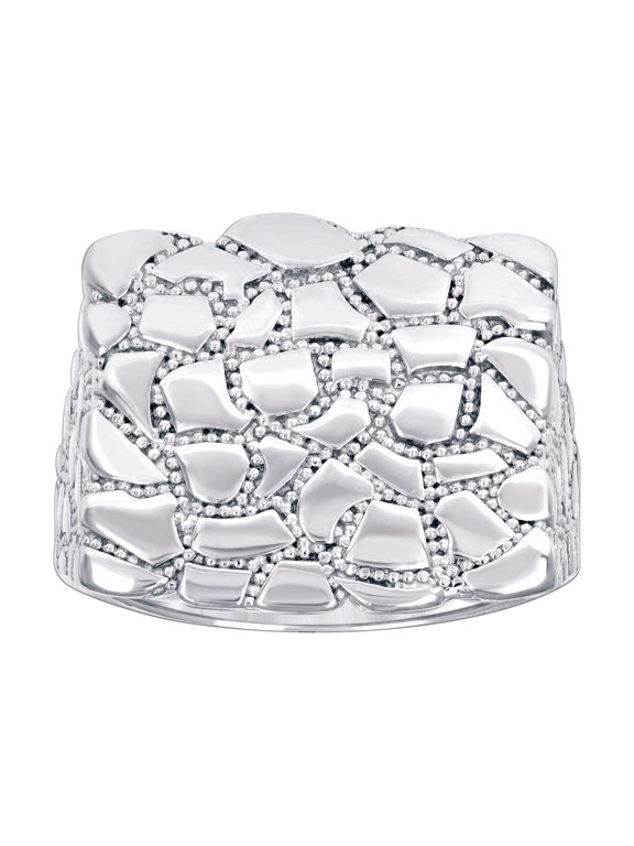 925 Sterling Silver Mens Nugget Square Head Fashion Ring 19x19mm Wide Size 11 Ring for Men