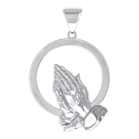 925 Sterling Silver Mens Praying Hands Symbol Religious Charm Pendant 50.2x31.5mm Wide Necklace for Men
