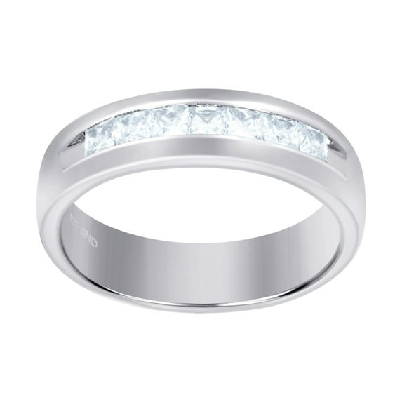 925 Sterling Silver Mens Princess-cut Cubic Zirconia Wedding Band Ring Size 8 6.5x6.5mm Wide Wedding Band for Men