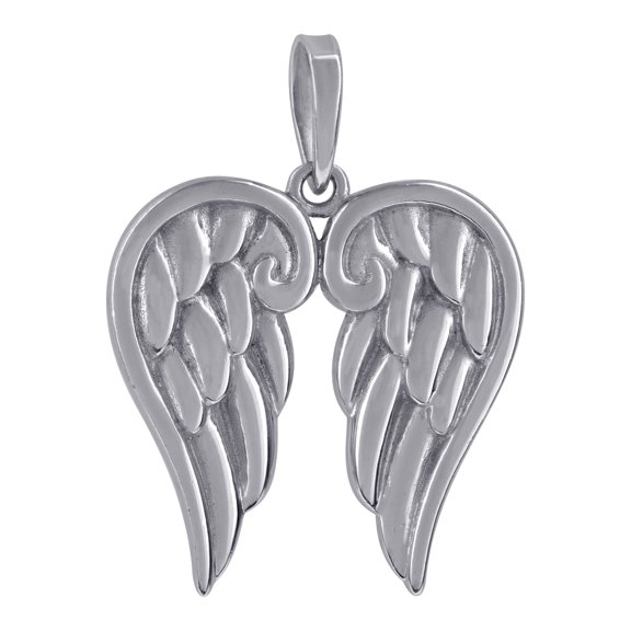 925 Sterling Silver Mens Religious Guardian Angel Wings Charm Pendant 26.8mm Wide Necklace for Men