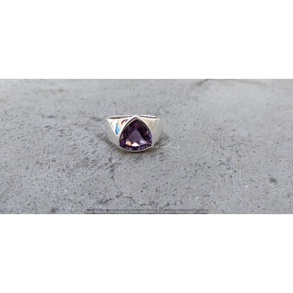 925 Sterling Silver Mens Ring, Natural Purple Amethyst Cut Gemstone Mens Ring, Wedding Ring, Birthday Gift Ring, Statement Mens Ring