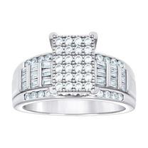 925 Sterling Silver Mens Round Baguette Moissanite Fashion Ring 9mm Long Size 10 Ring for Men