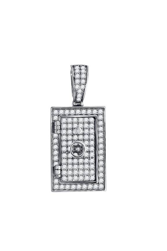 925 Sterling Silver Mens Round Cubic Zirconia Animal Pet Dog Tag Charm Pendant Necklace for Men