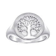 JEWELRYWEB 925 Sterling Silver Mens Tree Of Life Good Luck Ring 14.9mm Wide Size 8-Ring for Men - 3.7 Grams