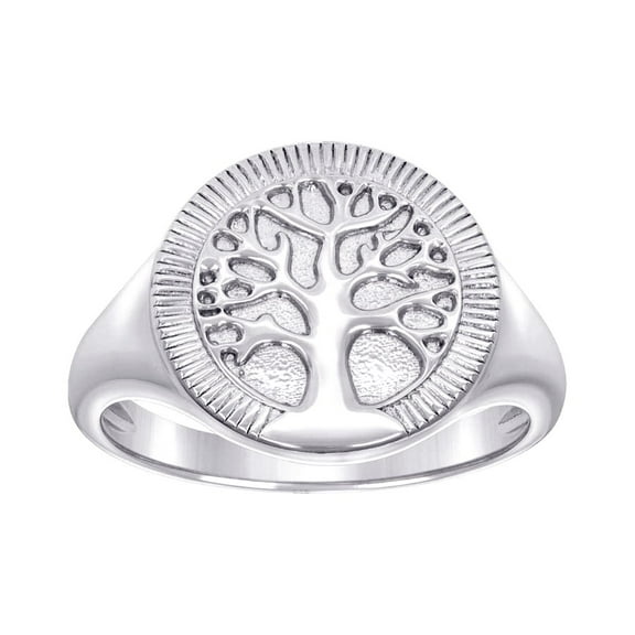 925 Sterling Silver Mens Tree Of Life Good Luck Ring 14.9mm Wide Size 8 Ring for Men - 3.7 Grams