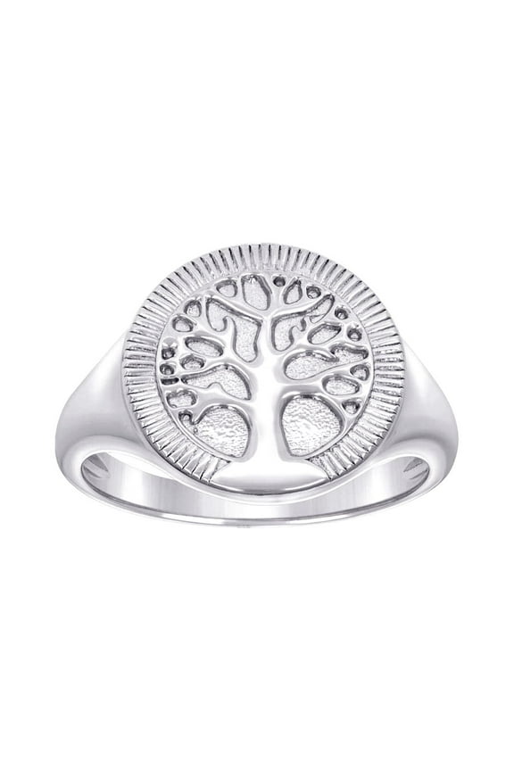 925 Sterling Silver Mens Tree Of Life Good Luck Ring 14.9mm Wide Size 9 Ring for Men - 4.0 Grams