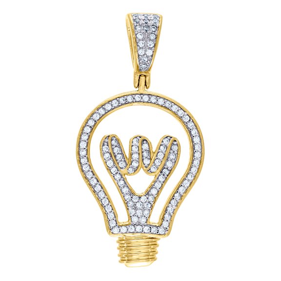925 Sterling Silver Mens Two-tone Cubic Zirconia Light Bulb Pendant Charm Necklace for Men