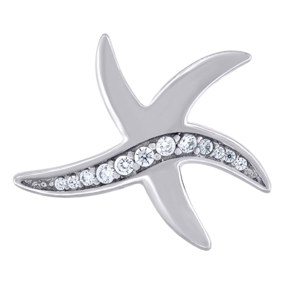 925 Sterling Silver Mens Women CZ Star Fish Sealife Charm Pendant 15.5x12.8mm Wide Necklace for Men