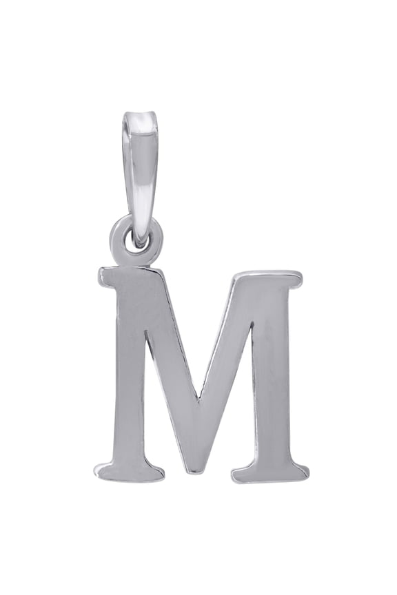 925 Sterling Silver Mens Women Letter Name Personalized Monogram Initial M Charm Pendant 20.9x12.2mm Wide Necklace for M