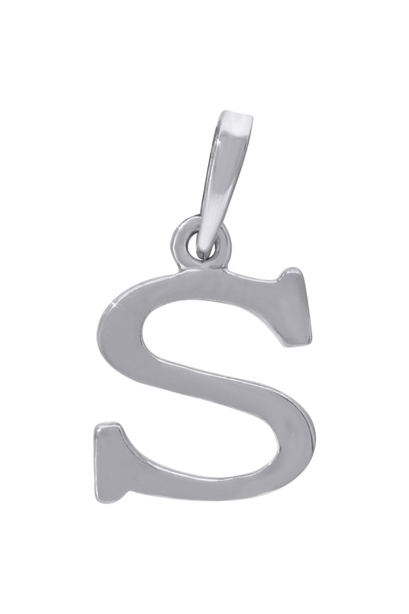 925 Sterling Silver Mens Women Letter Name Personalized Monogram Initial S Charm Pendant 20.5x11.4mm Wide Necklace for M