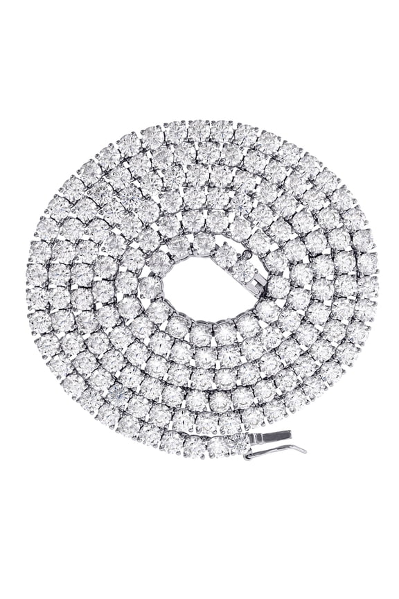 925 Sterling Silver Mens Womens 3mm 30 Inch Cubic Zirconia Tennis Chain Necklace for Men