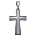 thumbnail image 1 of 925 Sterling Silver Mens Womens Polished Finish Cross Religious Charm Pendant 37.5x18.5mm Necklace for Men, 1 of 2