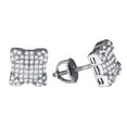 thumbnail image 1 of 925 Sterling Silver Mens Womens Unisex Round Cubic Zirconia Stud Cluster Square Fashion Earrings Earring for Men, 1 of 2