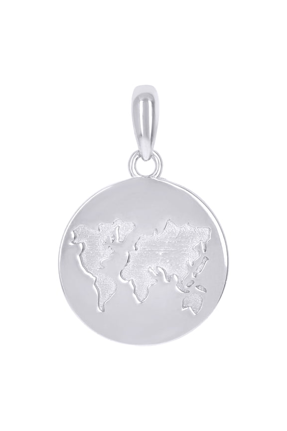 925 Sterling Silver Mens World Map Globe Charm Pendant for Men