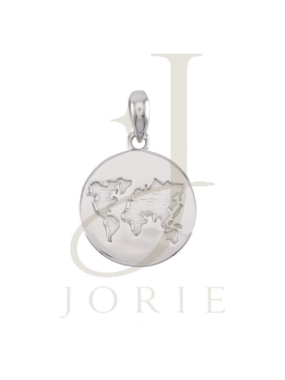 World Map Globe Charm Pendant Solid 925 Sterling, Sterling Silver
