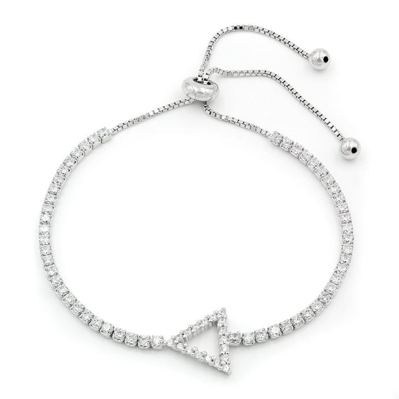 925 Sterling Silver Micro Pave Arrow Adjustabe Pull Bracelet, Giorgio Bergamo