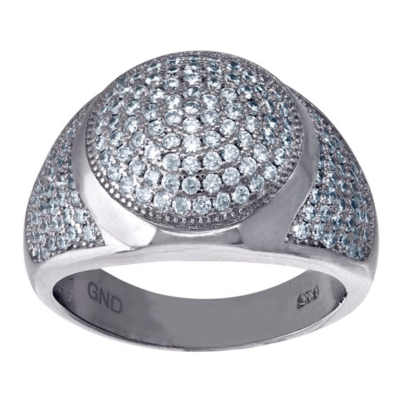 925 Sterling Silver Micro Pave Cubic Zirconia Size 7 Mens Fashion Ring Band Wedding Band for Men