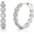 thumbnail image 1 of 925 Sterling Silver Micro Pave Cluster Hoop Earrings, CZ Cubic Zirconia, Giorgio Bergamo Silver, 1 of 5