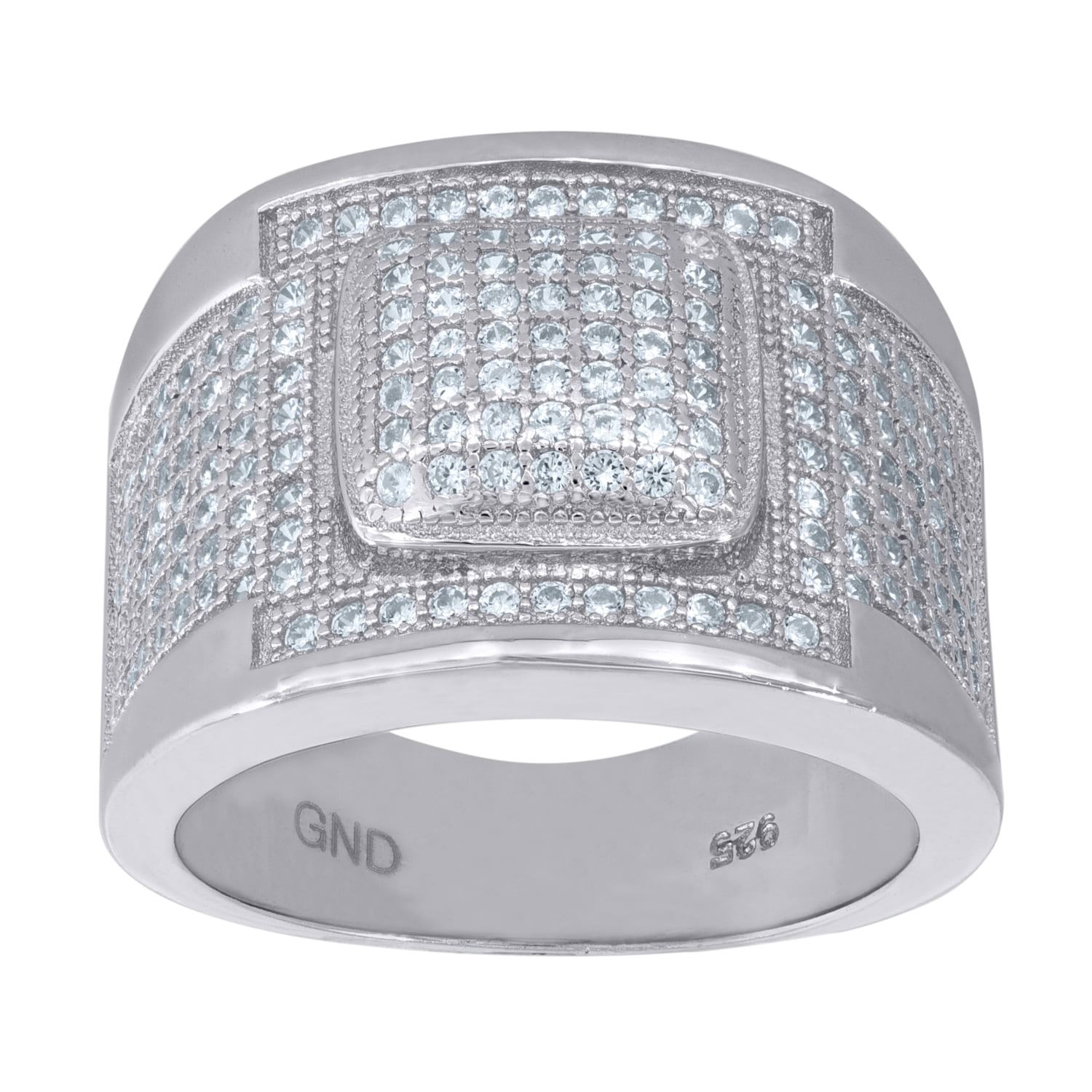 925 Sterling Silver Micro Pave Cubic Zirconia CZ Size-11 Mens Fashion Ring  Band