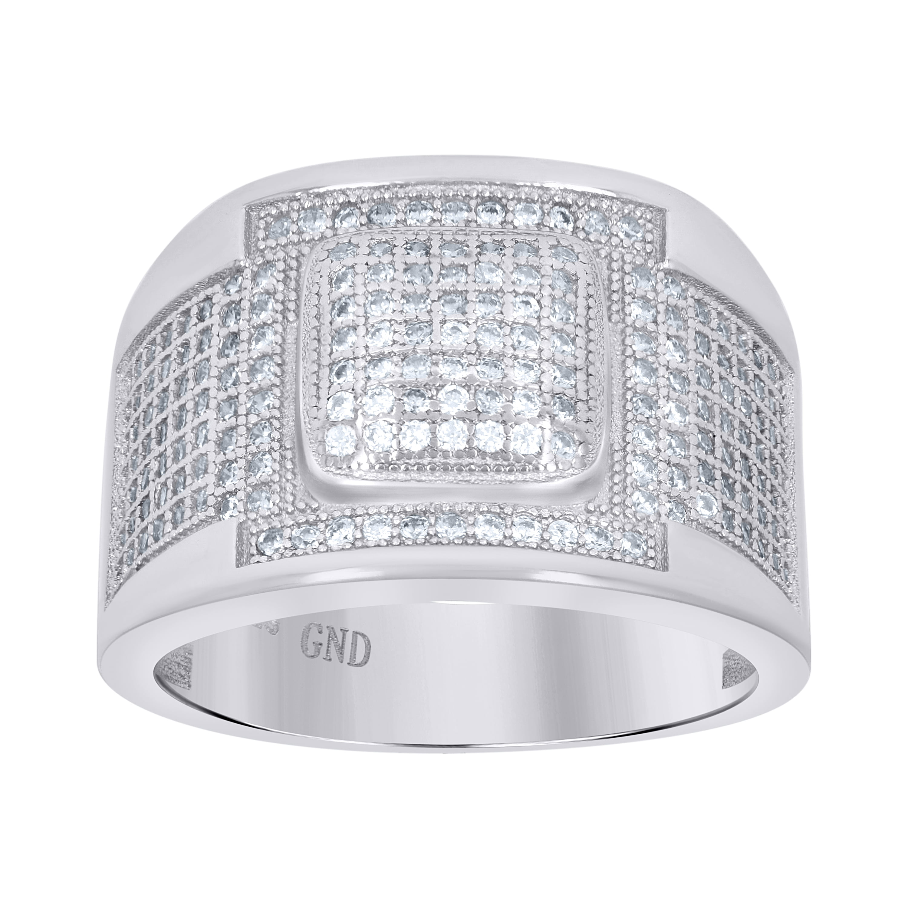 925 Sterling Silver Micro Pave Cubic Zirconia CZ Size-11 Mens
