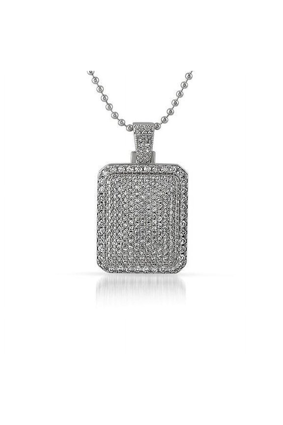 .925 Sterling Silver Micro Pave Mini Dog Tag