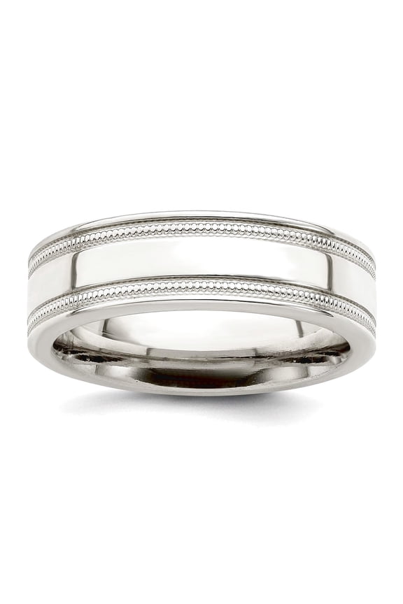 925 Sterling Silver Milgrain Flat Band Engravable 6mm Polished Fancy Band Ring Size 11 Jewelry Gifts for Women