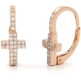 thumbnail image 1 of .925 Sterling Silver Minimalist Cross Gold Plated Micro Pave Leverback Earring, Giorgio Bergamo, 1 of 3
