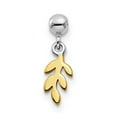 thumbnail image 1 of 925 Sterling Silver Mio Memento Rhodium & Gold Tone Dangle Leave Charm Pendant; for Adults and Teens; for Women and Men, 1 of 3